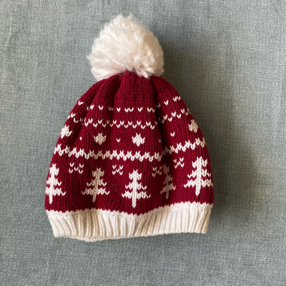 Carters Red and White Pom-Pom Beanie
